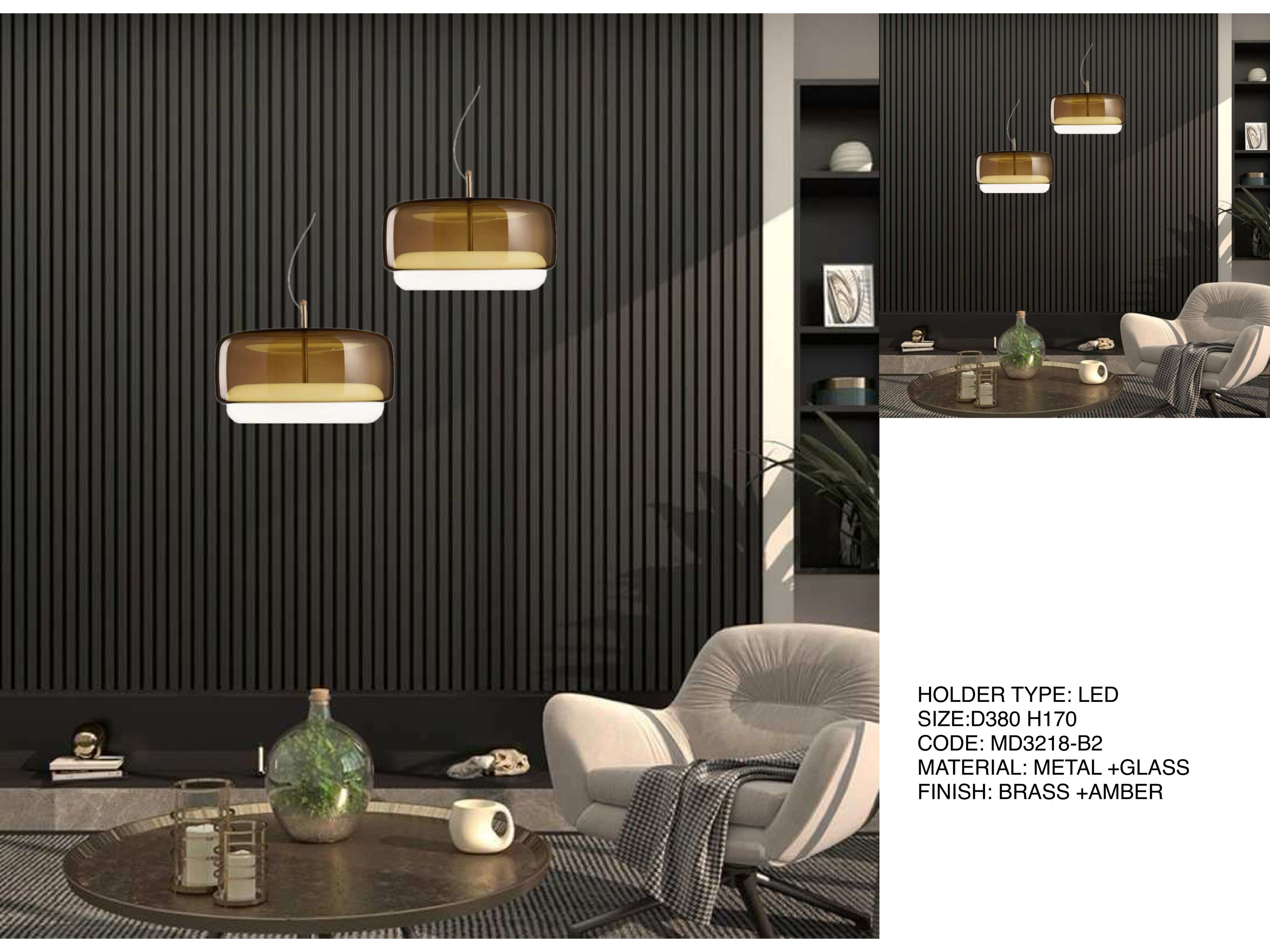 Beyond Lights - Brass Amber Pendant- LCHL